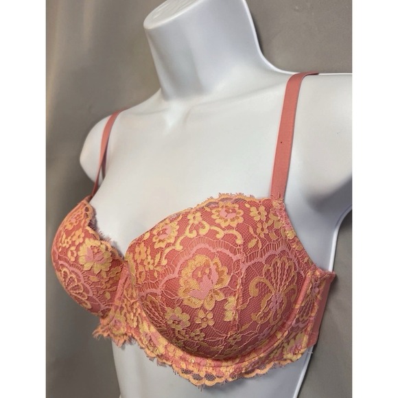 Victoria's Secret 36DDD Dream Angels Cross Dye Lace Lined Demi Bra Cocktail Pink - Picture 3 of 13